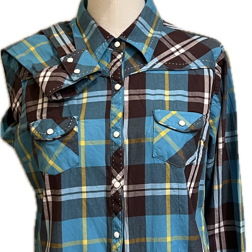 Plaid Button Down Shirt - Blue and Brown